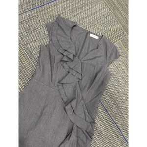 Calvin Klein Gray Sleeveless Ruffle‎ Sheath Dress Career Party Cocktail